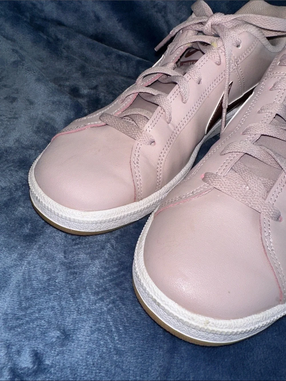 Nike Women’s Blush Pink Low-Top Sneakers with Metallic Rose Swoosh